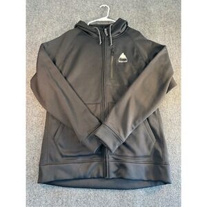 Burton Mens XL Black Full Zip Bonded Technical Fleece Hoodie Jacket Activewear